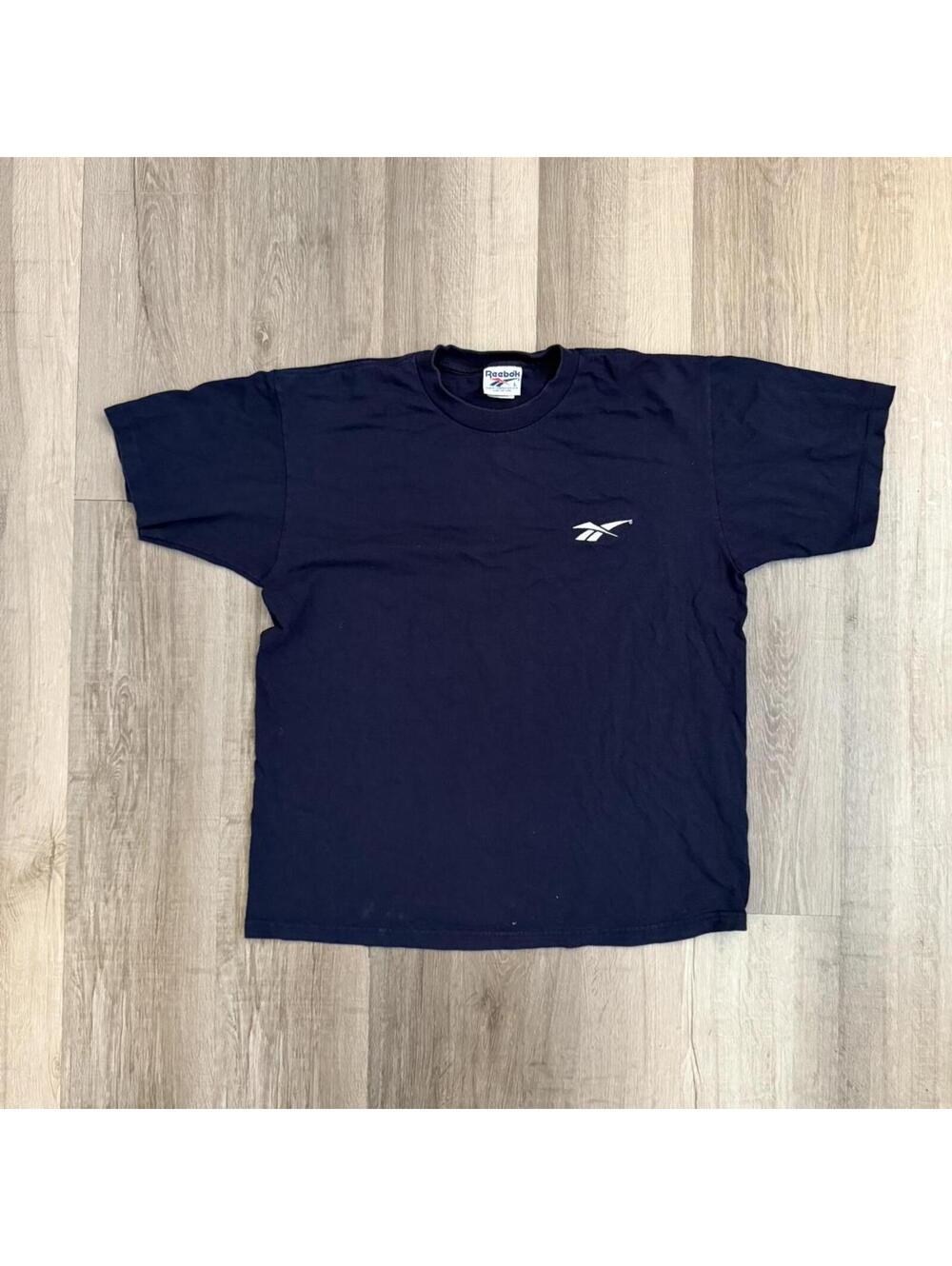 Vintage 90s Navy blue Reebok tee with white logo, size L #athletic